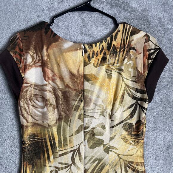 Vintage Cache Abstract Animal Print Dress Boho Glam Y2K Baddie 2000s Glam Size 4 - Picture 2 of 6